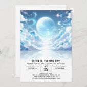 アウタースペースキュートシアルデジタル誕生日 招待状 (正面/裏面)