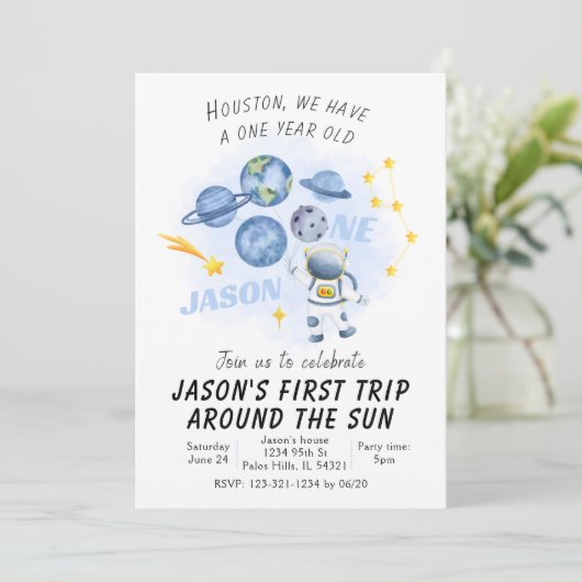 アウタースペースファースト誕生日招待状銀河系旅行 招待状 (スタンド正面)