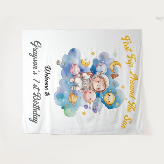 アウタースペースプラネタズブルーファースト誕生日 タペストリー (正面(横))
