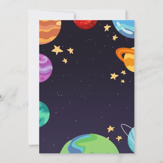 アウタースペースプラネタズブルーファースト誕生日 招待状 (裏面)