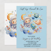 アウタースペースプラネタズブルーファースト誕生日 招待状 (正面/裏面)