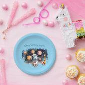 アウタースペースプラネタズブルー誕生日 ペーパープレート (パーティー)