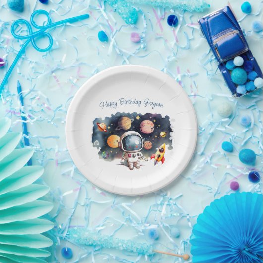 アウタースペースプラネタズボーイ誕生日 ペーパープレート (パーティー)