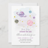 アウタースペースプラネットガールファースト誕生日招待状 招待状 (正面)