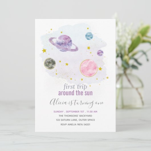 アウタースペースプラネットガールファースト誕生日招待状 招待状 (スタンド正面)