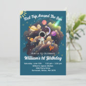 アウタースペースプラネットブルーファースト誕生日招待状 招待状 (スタンド正面)