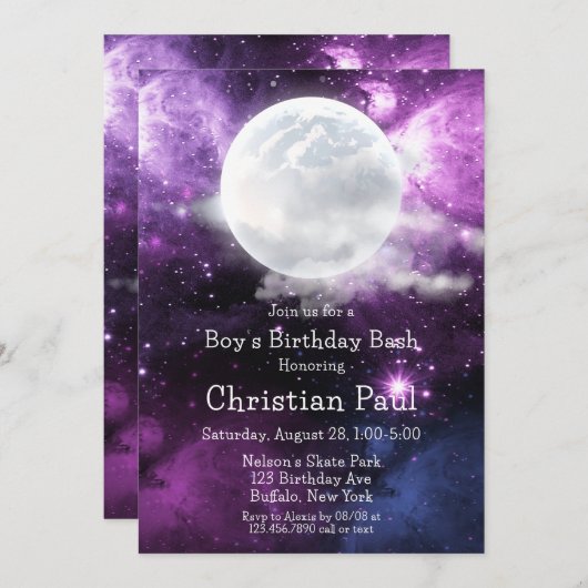 アウタースペースボーイズ誕生日バッシュスウィート16 招待状 (正面/裏面)