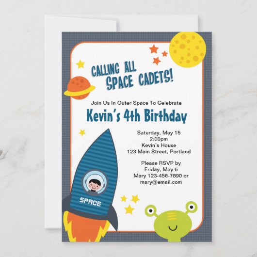 アウタースペースボーイ誕生日招待状 招待状 (正面)