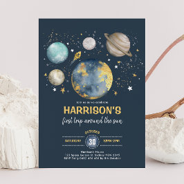 アウタースペースムーンスターズトリップサンのまわりに誕生日 招待状