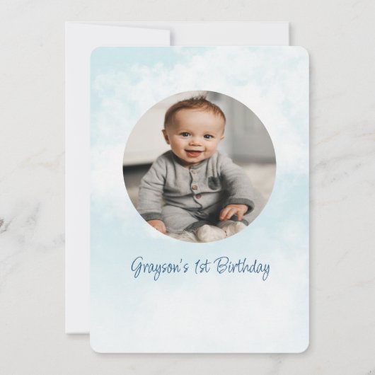 アウタースペースロケットキッズフォト誕生日 招待状 (裏面)