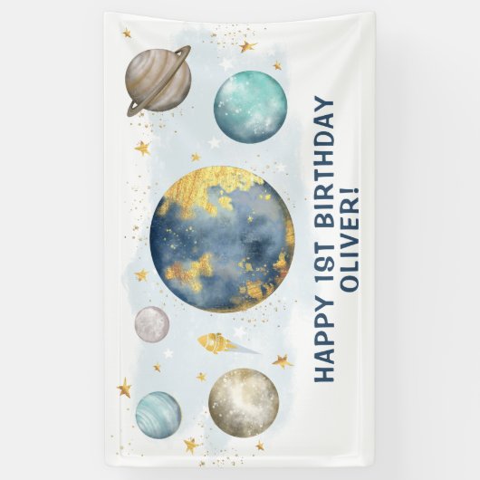 アウタースペース銀河系ムーンスターズハッピーバースデーパーティー 横断幕 (縦)