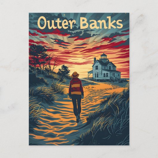 アウターバンクサンセットトラベル広告 ポストカード (正面)