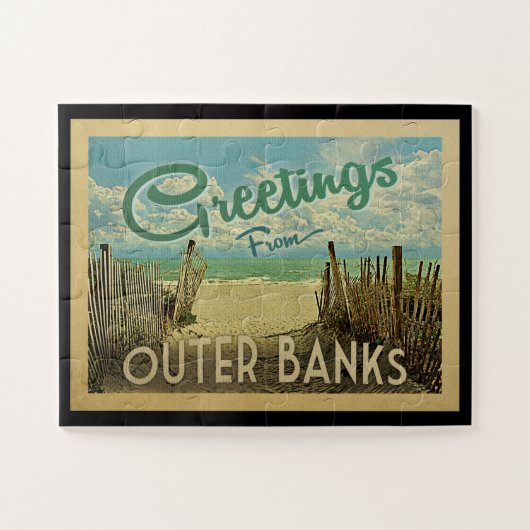 アウターバンクジグソーパズルビーチヴィンテージトラベル ジグソーパズル (横)