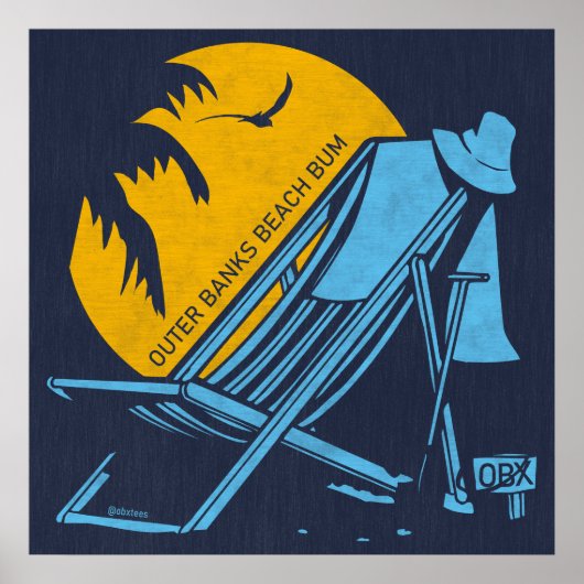 アウターバンクスビーチバムOBXスカイブルーヴィンテージ ポスター (正面)