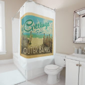 アウターバンクスビーチヴィンテージトラベル シャワーカーテン (インサイチュ)