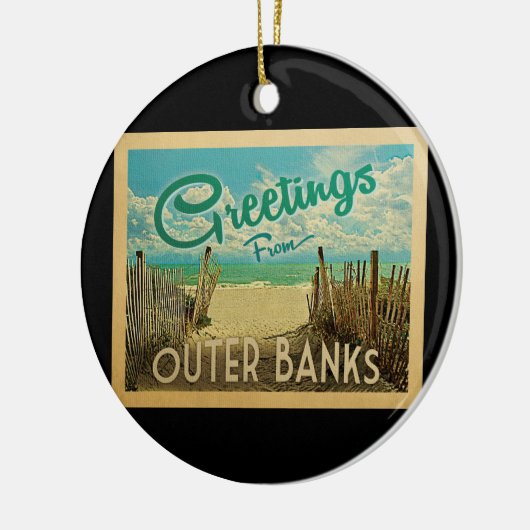 アウターバンクスビーチヴィンテージトラベル セラミックオーナメント (左)