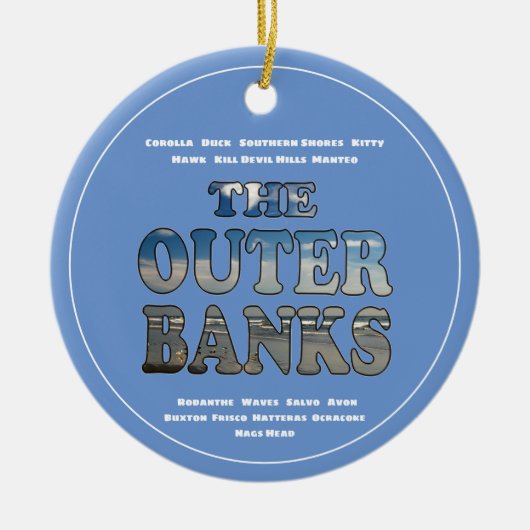 アウターバンクスビーチ文字&タウンズOBX セラミックオーナメント (正面)