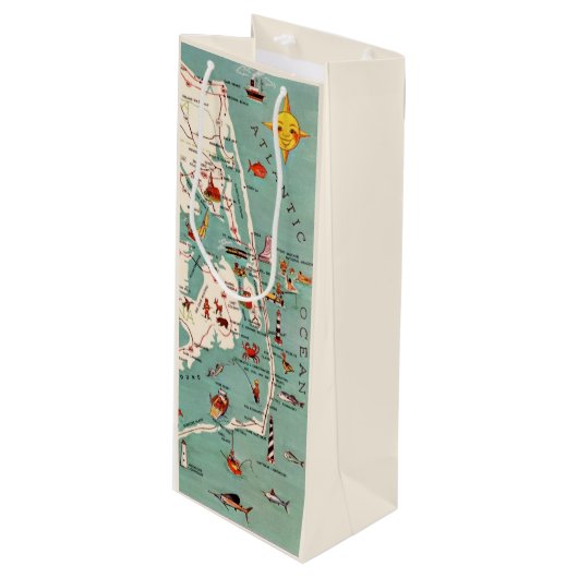 アウターバンクスヴィンテージマップワインバッグ ワインギフトバッグ (正面アングル)