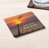 アウターバンクノースカロライナビーチサンセットオレンジスカイ スクエアペーパーコースター (アングル)
