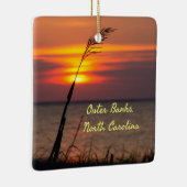 アウターバンクノースカロライナビーチサンセットオレンジスカイ セラミックオーナメント (右)