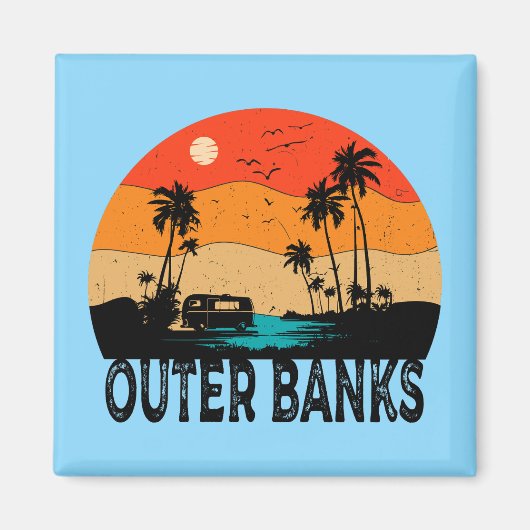 アウターバンクノースカロライナヴィンテージ マグネット (正面)