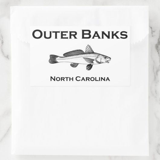 アウターバンクノースカロライナ魚釣り 長方形シール (バッグ)