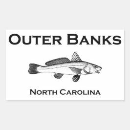 アウターバンクノースカロライナ魚釣り 長方形シール