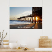 アウターバンクノースカロライナOBXアバロン魚釣り桟橋 ポスター (キッチン)