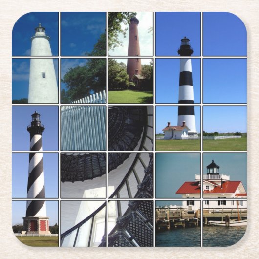 アウターバンクライトハウス スクエアペーパーコースター (正面)