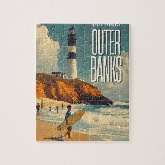 アウターバンクNCヴィンテージ旅行 ジグソーパズル (縦)
