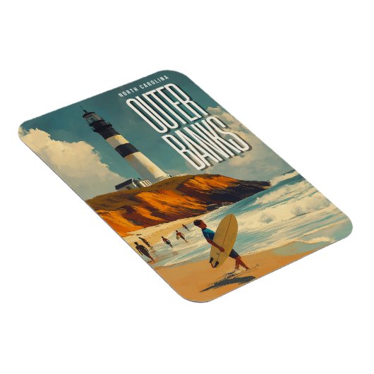 アウターバンクNCヴィンテージ旅行 マグネット (右側)