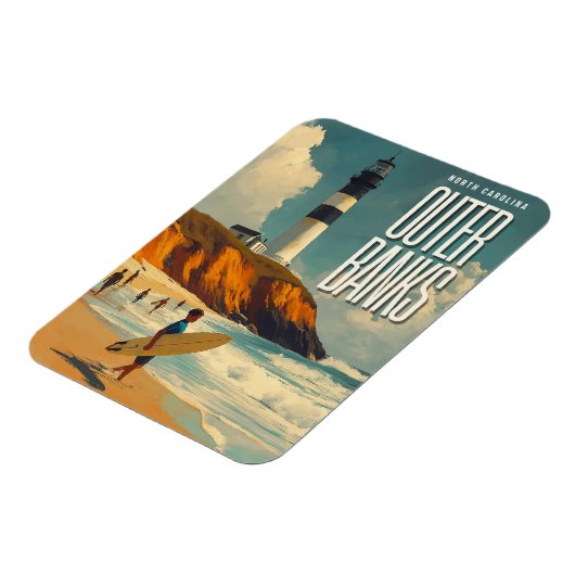 アウターバンクNCヴィンテージ旅行 マグネット (左側)