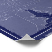 アウターバンクNC OBXマップ航海のグラフブルーアート ポスター (角)