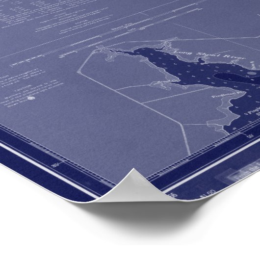 アウターバンクNC OBXマップ航海のグラフブルーアート ポスター (角)