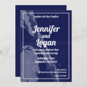 アウターバンクOBX NCヴィンテージマップ結婚式招待状 招待状 (正面/裏面)