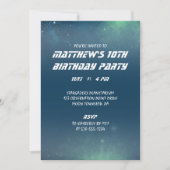 アウターパーソナライズされたスペーススカイブルーとグリーンパーティー 招待状 (正面)