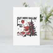 アウトここボールバスケットボールスポーツクリスマスクリスマス 招待状 (スタンド正面)
