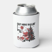 アウトここボールバスケットボールスポーツクリスマスクリスマス 缶クーラー (缶正面)