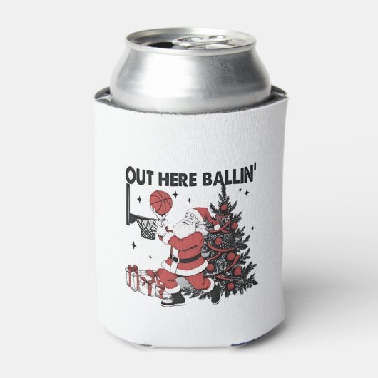 アウトここボールバスケットボールスポーツクリスマスクリスマス 缶クーラー (缶正面)