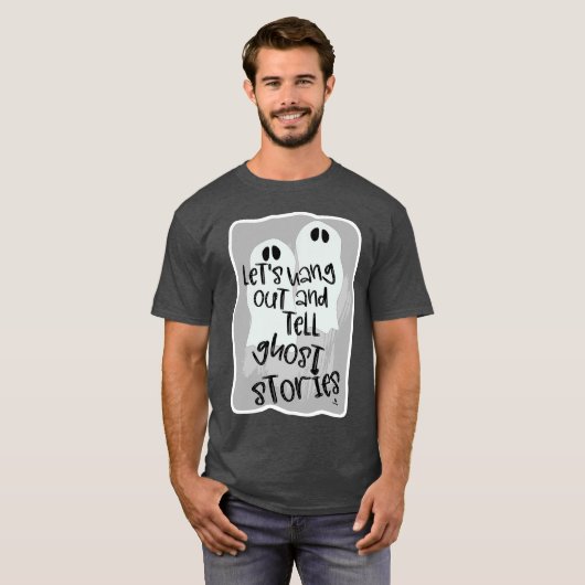 アウトつる幽霊ストーリーのハロウィーンおもしろい Tシャツ (正面フル)