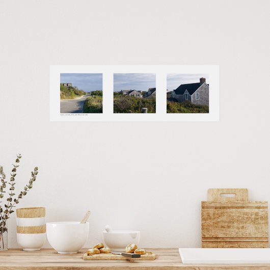 アウトでSconset, Nantucket, Massachusetts Triptych ポスター (キッチン)