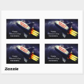 アウトオブザワールドレトロロケットキッズバレンタイン 長方形シール (シート)