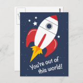 アウトオブザワールドロケット誕生日はがき ポストカード (正面/裏面)