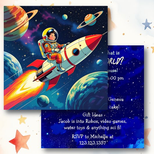 アウトオブザワールド宇宙をテーマにした少年の誕生日 カード