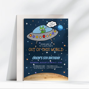 アウトオブザワールド宇宙エイリアン宇宙船誕生日 招待状
