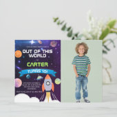 アウトオブザワールド宇宙誕生日写真招待状 招待状 (スタンド正面)