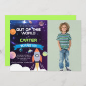 アウトオブザワールド宇宙誕生日写真招待状 招待状 (正面/裏面)