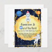アウトオブザワールド宇宙誕生日招待状子供 招待状 (正面/裏面)
