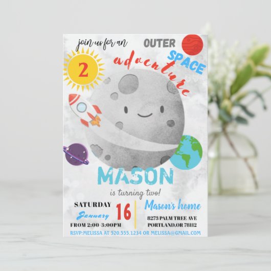 アウトター宇宙アドベンチャーダイバーズ誕生日招待状 (スタンド正面)