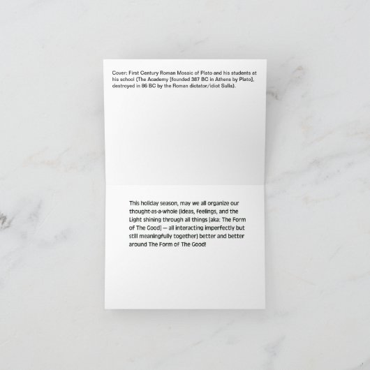 アウトテイク版：プラトンのアカデミーのホリデーカード カード (内部)